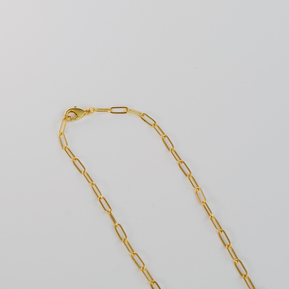 18K Gold Plated Paper Clip Chain Necklace Choker - Picture 6 of 9